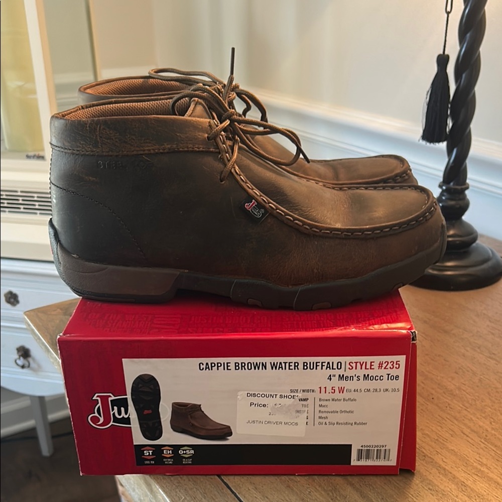 Justin Boots Men's Brown Moc Toe Shoes